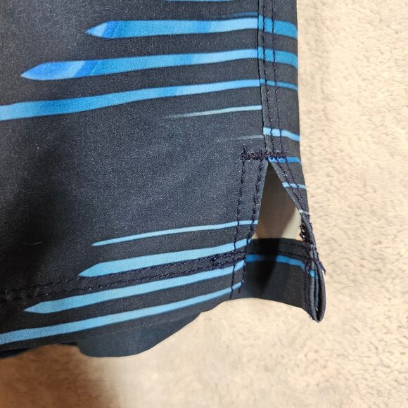 Speedo Mens XL Swim Shorts Blue & Navy Striped Quick-Dry Polyester Blend - Picture 6 of 13